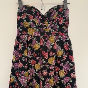 Floral Mini Dress strapless